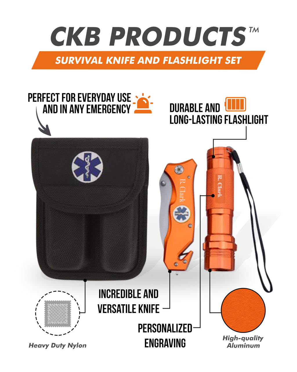 Emergency Survival Knife & LED Flashlight Combo — EDC Ready Kit