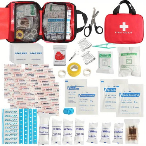 173pcs Professional First Aid Kit - Portable Bag For Outdoor, Hiking & Emergency